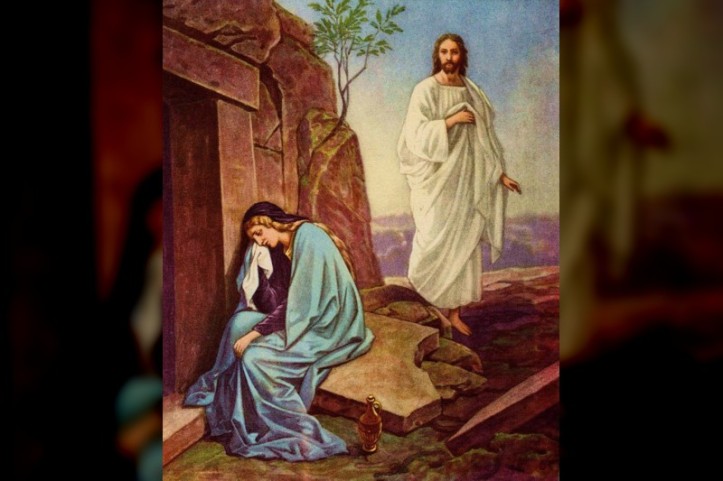 Jesus resurrected and Mary Magdalene, after Heinrich Hofmann, published on bible card. Image courtesy of Wikimedia Commons